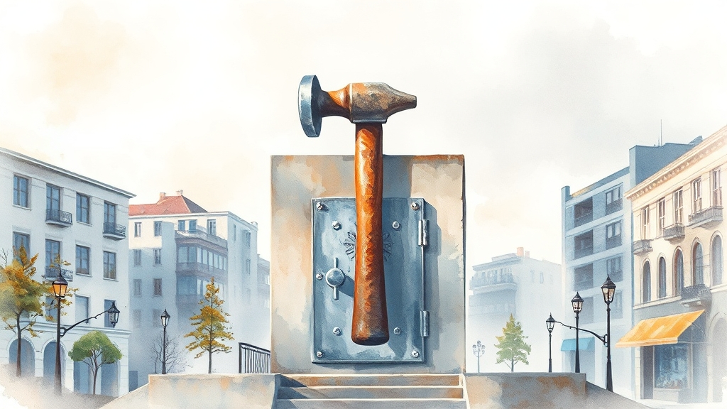 임대인 재산 묶어두기: 가압류 (watercolor 스타일)