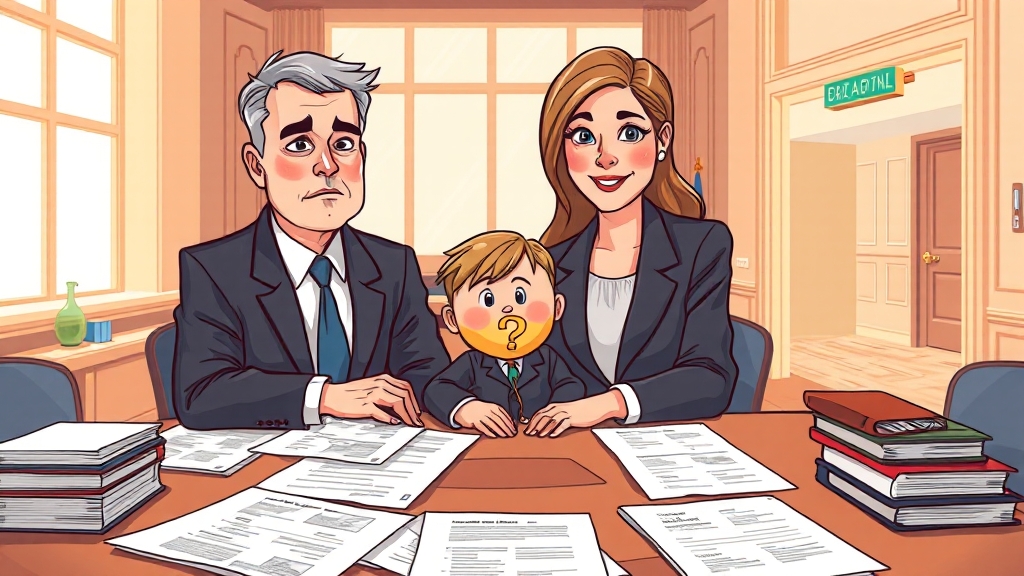 재산분할 및 양육권 합의 (cartoon 스타일)