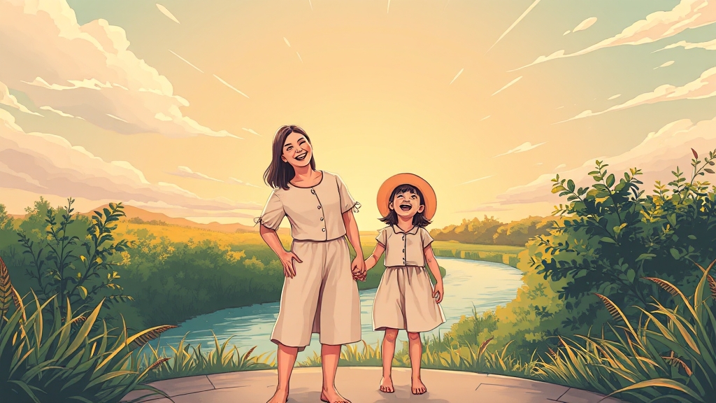 한부모가정 지원 정책 목표 (illustration 스타일)