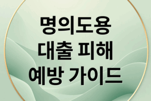 명의도용 대출 피해 예방과 대처를 위한 완벽 가이드