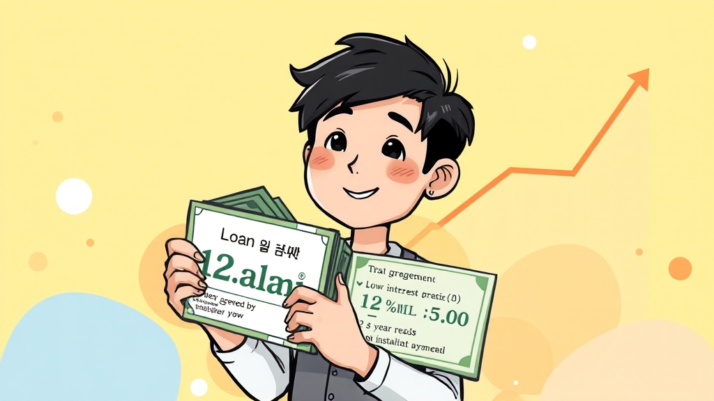 대출 한도, 금리, 상환 방식 (cartoon 스타일)